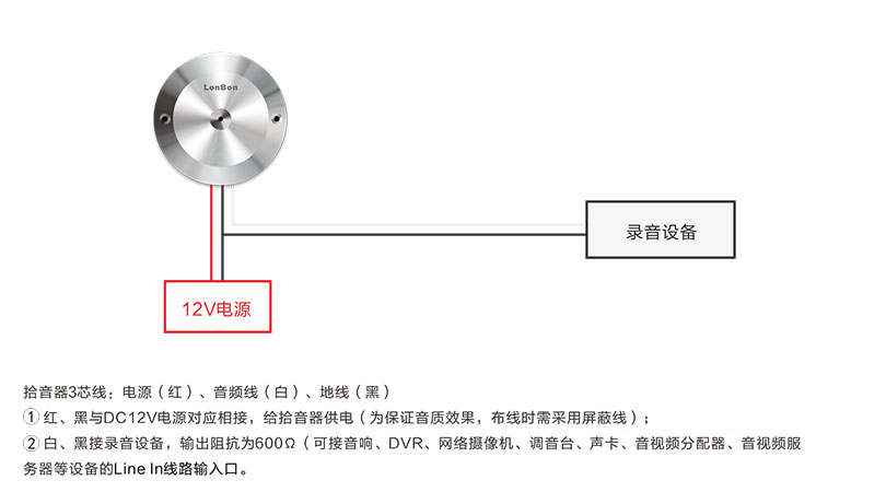 高保真降噪數(shù)字拾音器產(chǎn)品連線圖