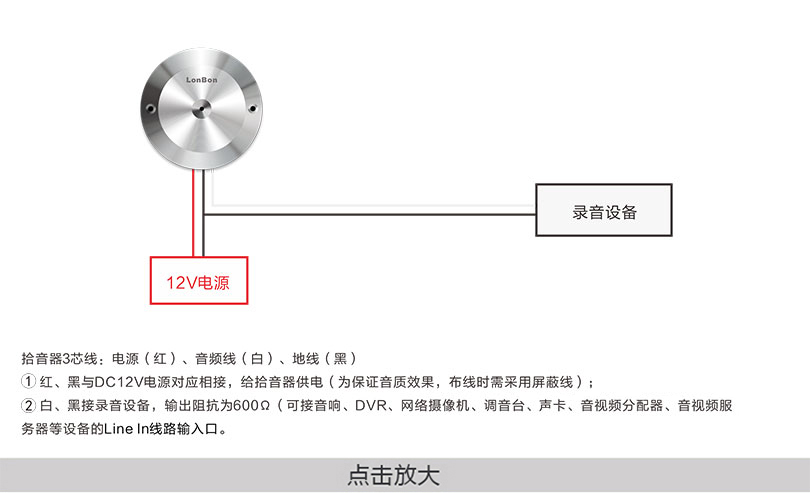 高保真降噪數(shù)字拾音器產(chǎn)品連線圖